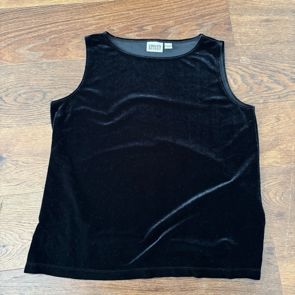 Vintage Chico's Velvet Black Thick Strap Tank Top - Picture 10 of 12